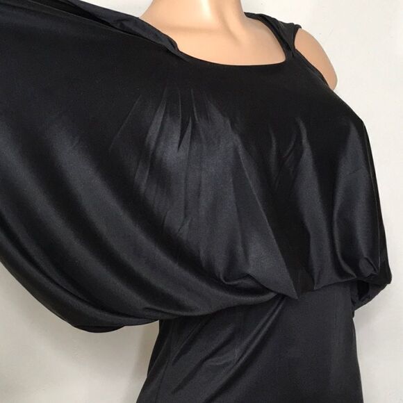 CHARLES HENRY black dress with drape bodice. New - Picture 8 of 9